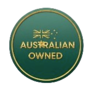 Circular badge with 'Australian Owned' text and a green border