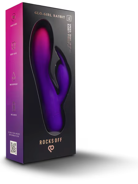 Glo-Girl Rabbit – Dual-action vibrator with rotating shaft and clitoral stimulator for simultaneous internal and external pleasure.