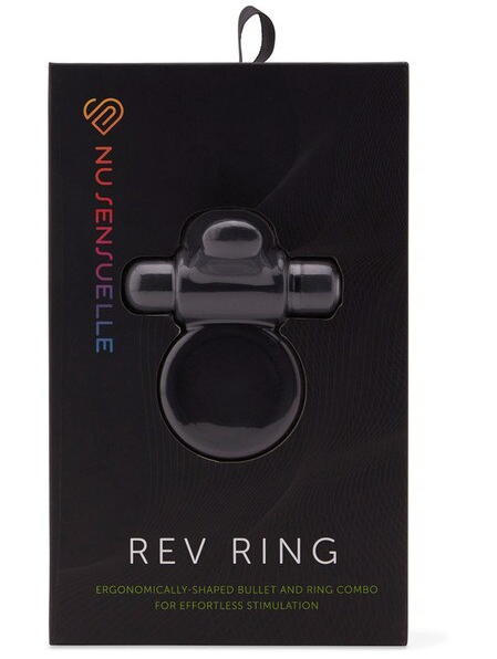 Nu Sensuelle Rev Ring Black – vibrating silicone cock ring designed to enhance erections and provide intense stimulation for him and her