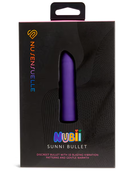 Nu Sensuelle Sunni Nubii Lipstick Bullet Purple with heat feature for targeted clitoral stimulation