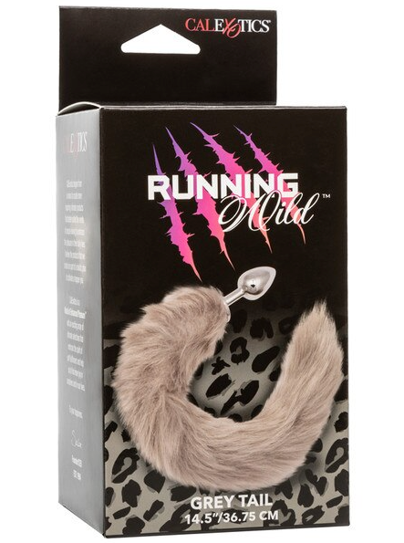 Running Wild Grey Tail – playful adult accessory for costume, roleplay, or fetish wear