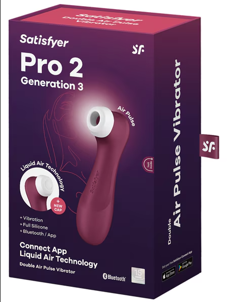 Satisfyer Pro 2 G3 Liquid Vibration Connect App in wine red – smart clitoral stimulator with air-pulse and app-controlled liquid vibration