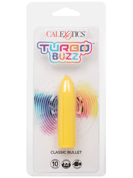 Turbo Buzz Classic Bullet Yellow compact adult vibrator for targeted clitoral stimulation