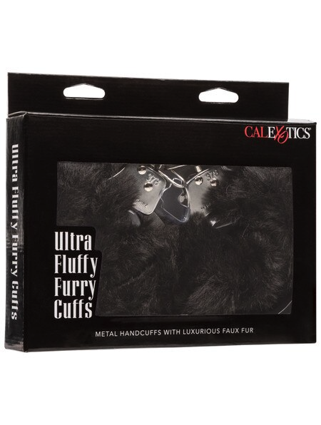 Ultra Fluffy Furry Cuffs Black – soft, plush adult restraint cuffs for wrists or ankles, perfect for comfortable BDSM and sensory play