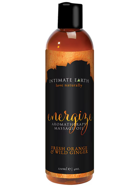 Energise Massage Oil 120ml Fresh Orange and Wild Ginger for invigorating, smooth, and sensual massages