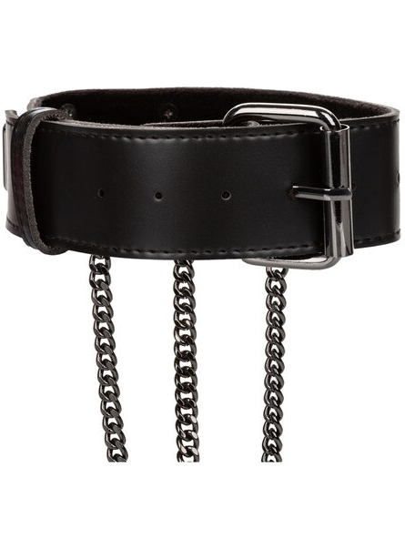 Close-up of Euphoria Collection Multi Chain Collar Harness collar with buckle and chain attachments