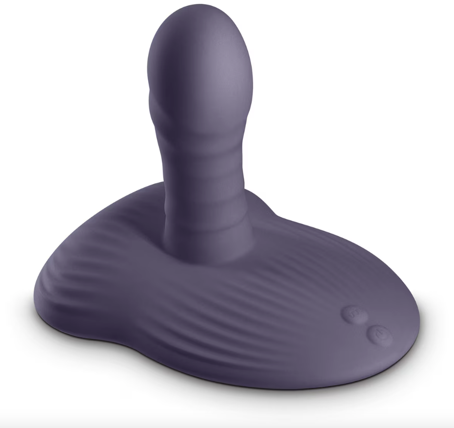 INYA Thrust and Grind in gray – rechargeable vibrator with app control, ribbed shaft, and broad base for grinding and thrusting play