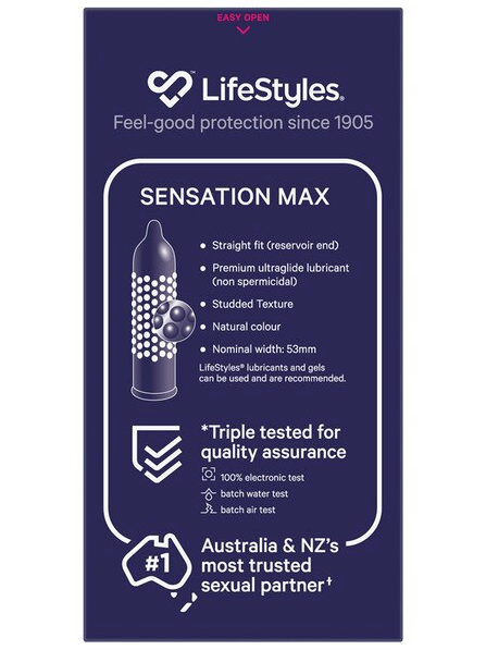 8-pack LifeStyles Sensation Max – body-safe condoms with enhanced sensation for comfortable and pleasurable intimate experiences
