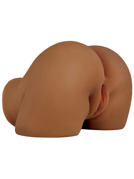 Elite PDX Shake That Ass Vibrating Masturbator Brown – body-safe vibrating male toy designed for immersive hands-free pleasure