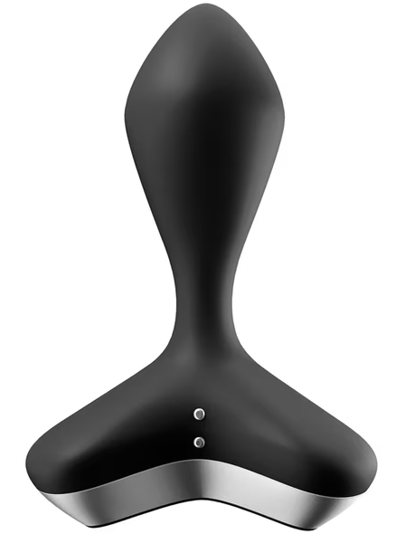 Rear view of Satisfyer Game Changer Black anal vibrator with split base for safe handling
