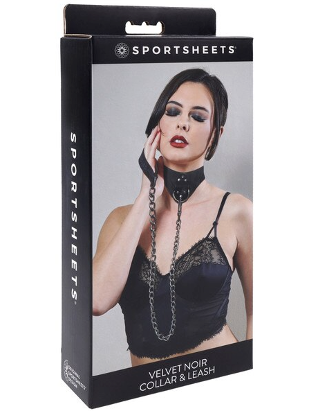 Velvet Noir Collar and Leash – luxurious BDSM accessory set featuring soft velvet collar and adjustable leash for intimate restraint play