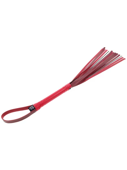 Ex’s and Oh’s Crystal Flogger – body-safe BDSM flogger with soft to firm faux leather tails, black crystal strands, and elegant design for erotic spanking
