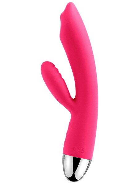 Plum Red Trysta – body-safe, waterproof rabbit-style vibrator with independent motors and multiple vibration patterns for intense sensations