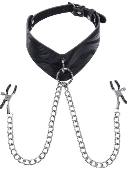 High-quality Velvet Noir Collar with detachable clamps for safe bondage experiences