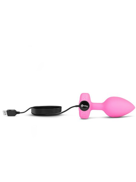 Remote Controlled b-Vibe Pink Heart Plug – Dual stimulation and ergonomic design for pleasurable and adventurous solo or shared play.