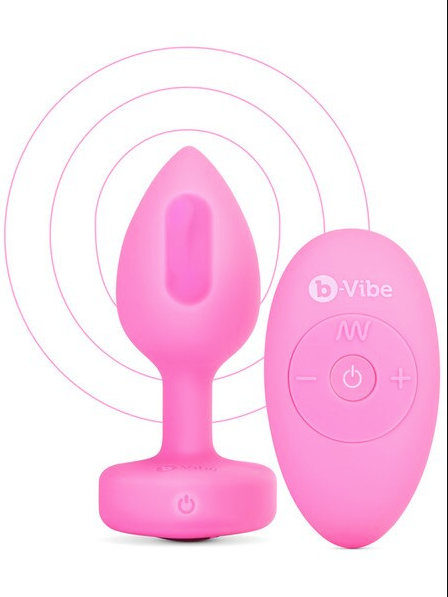 Vibrating Jewelled Heart Plug by b-Vibe – Compact, body-safe silicone plug with remote control for hands-free or partner-controlled stimulation.
