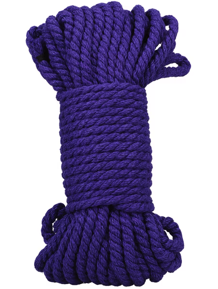 Merci Bind and Tie 6mm Hemp Bondage Rope 50ft Violet – durable, soft hemp rope designed for safe, versatile restraint and bondage play, shown on white background